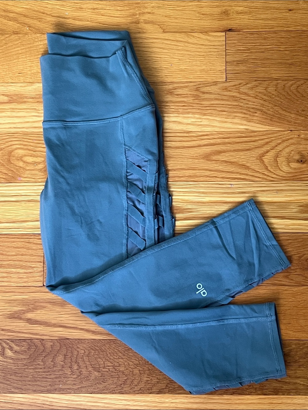 ALO Yoga Teal Lattice-Side High-Waist Leggings